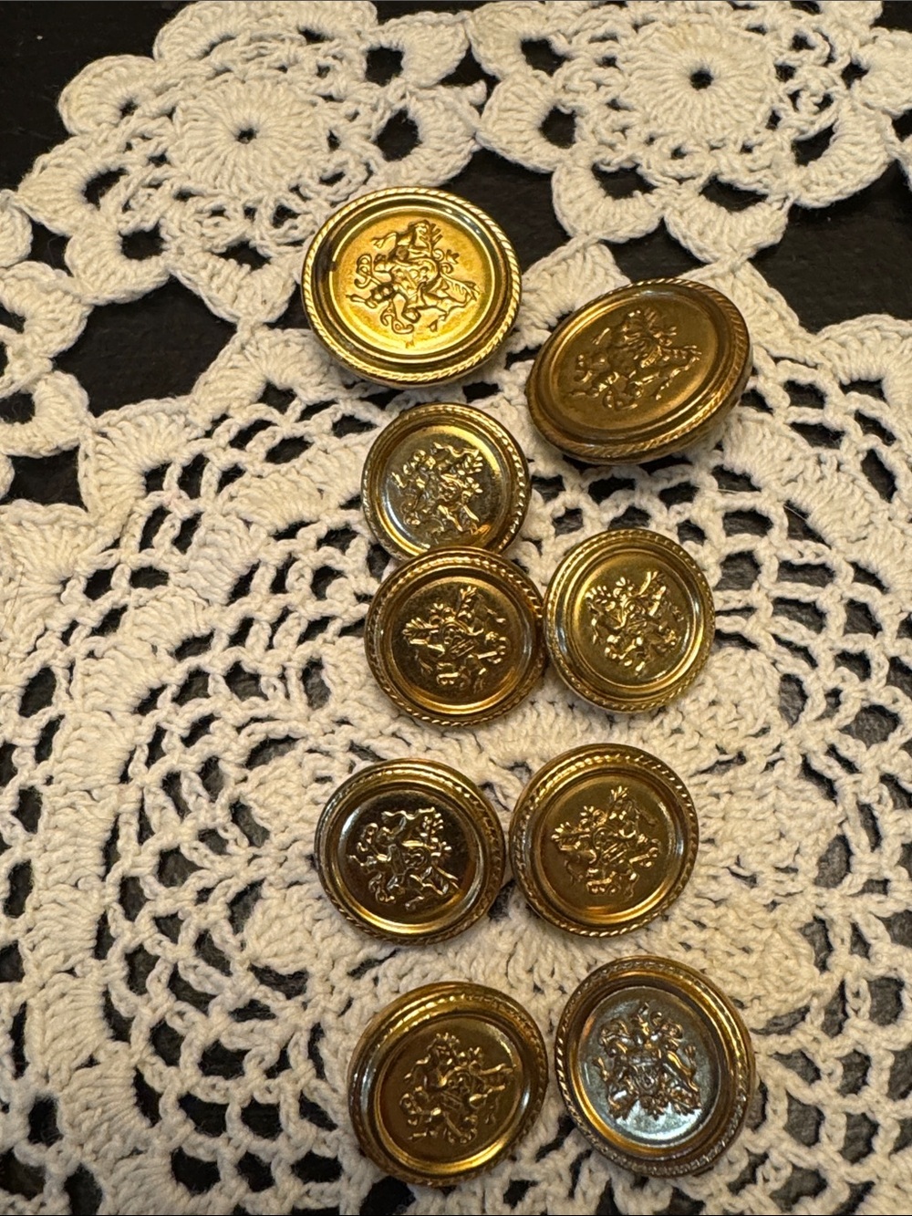 Gold-Tone Decorative Coat Buttons - Set of Nine